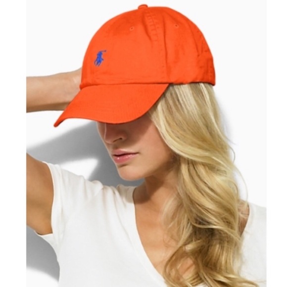 orange ralph lauren cap